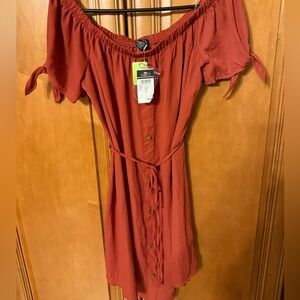 Rue21 Terracotta Off-Shoulder Dress